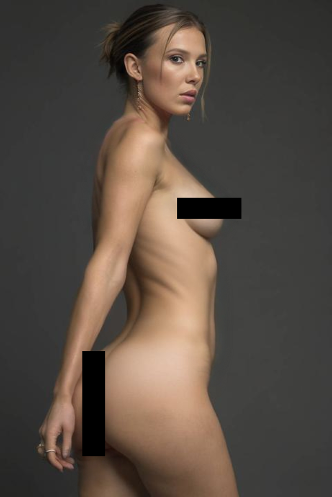 Celebrity Nude Deepfake of Millie Bobby Brown Censored 1